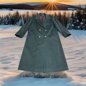 ✅Womens 11/12 Petite VTG Forecaster of Boston Green Wool Long Coat Union Made